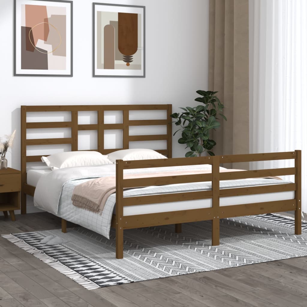 Berkfield Bed Frame Honey Brown Solid Wood 160x200 cm