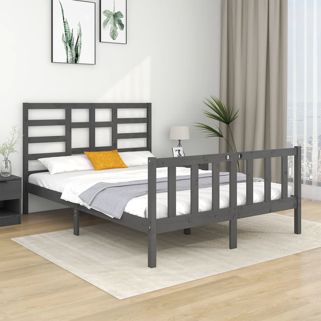 Berkfield Bed Frame Grey Solid Wood 120x190 cm Small Double
