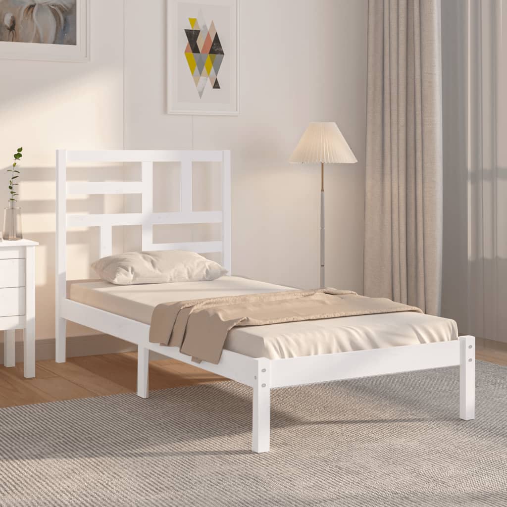 Berkfield Bed Frame White Solid Wood 100x200 cm