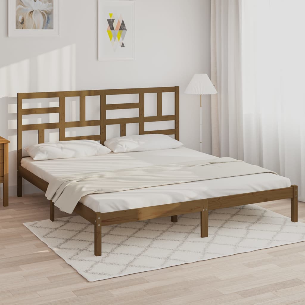 Berkfield Bed Frame Honey Brown Solid Wood 200x200 cm