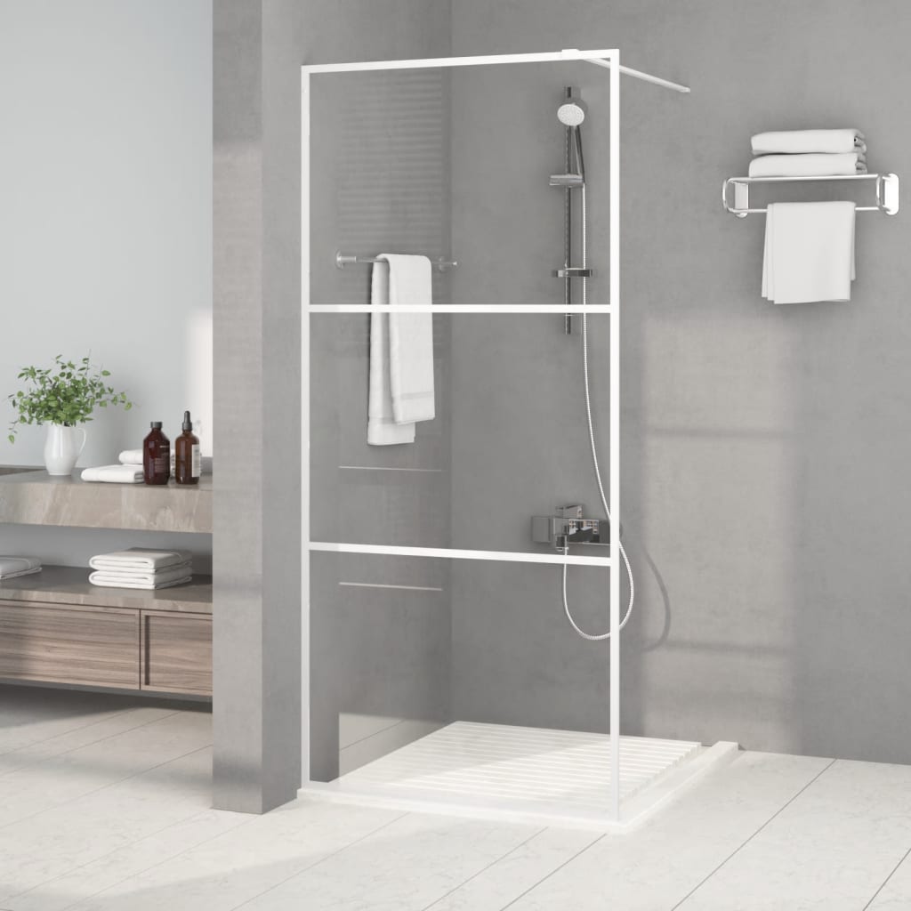 Berkfield Walk-in Shower Wall White 90x195 cm Clear ESG Glass