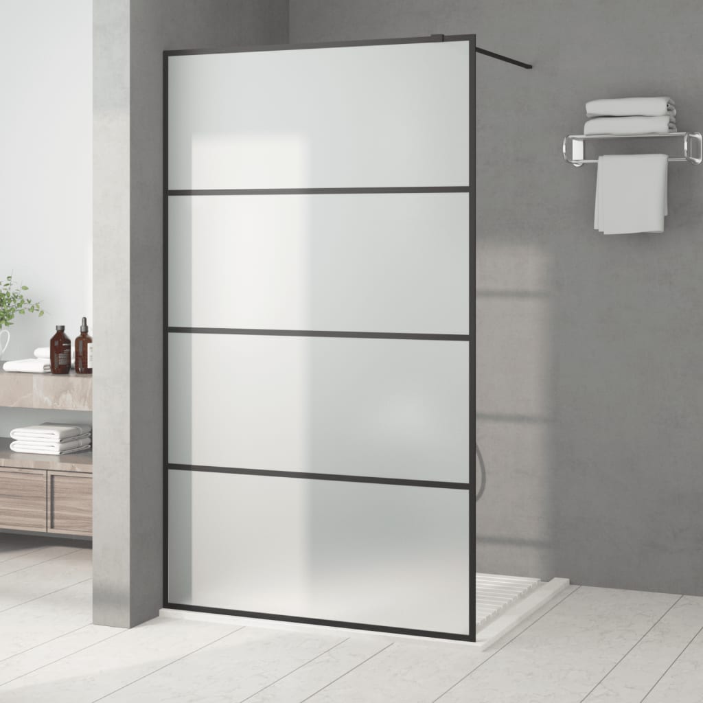 Berkfield Walk-in Shower Wall Black 115x195 cm Frosted ESG Glass