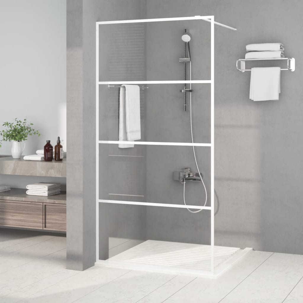 Berkfield Walk-in Shower Wall White 100x195 cm Clear ESG Glass