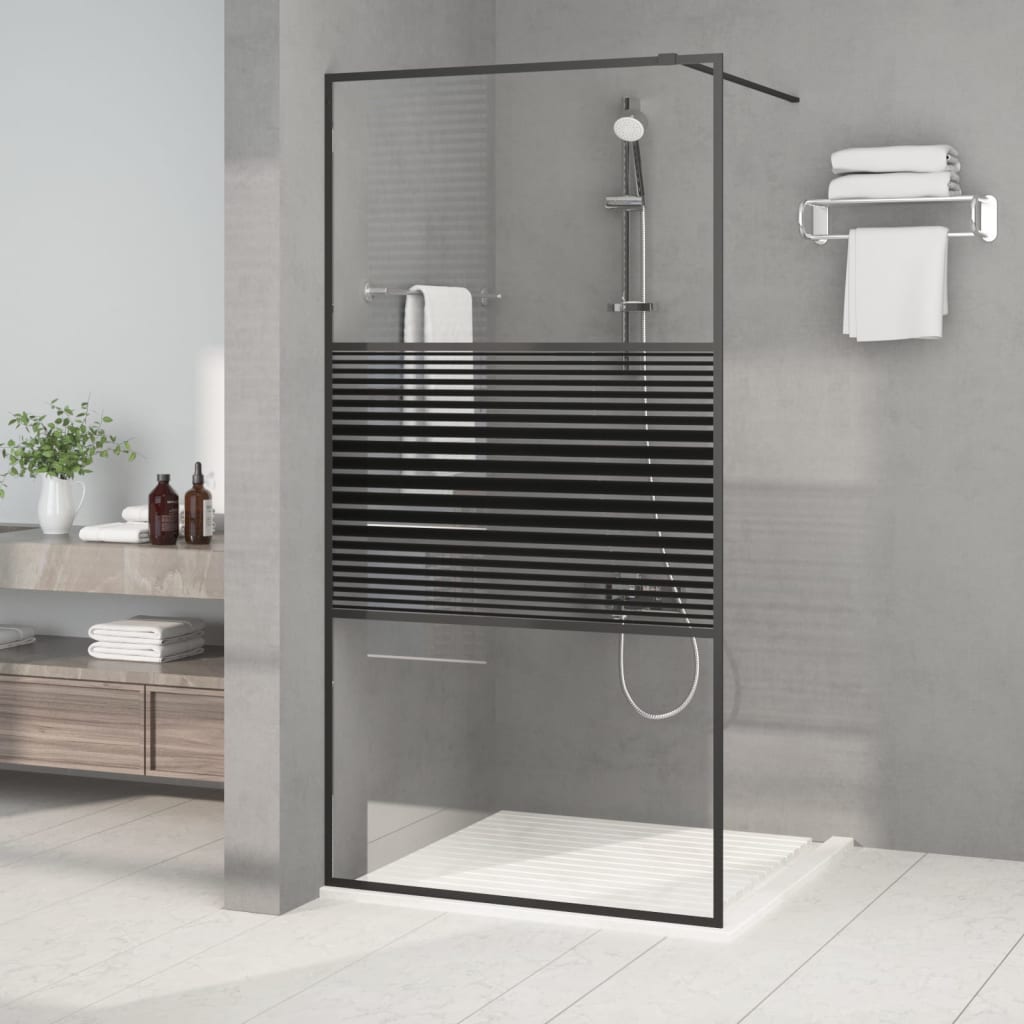 Berkfield Walk-in Shower Wall Black 100x195 cm Clear ESG Glass
