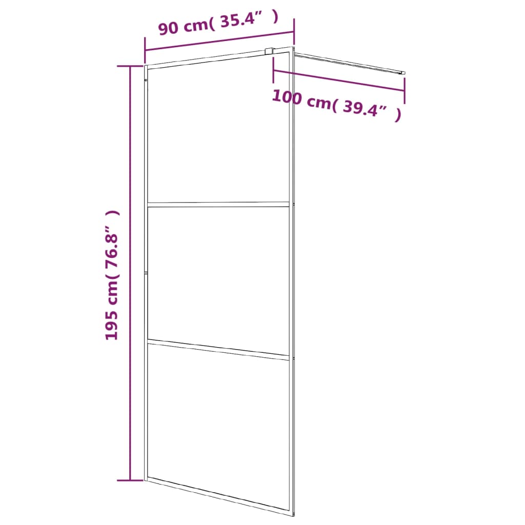 Berkfield Walk-in Shower Wall White 90x195 cm Clear ESG Glass