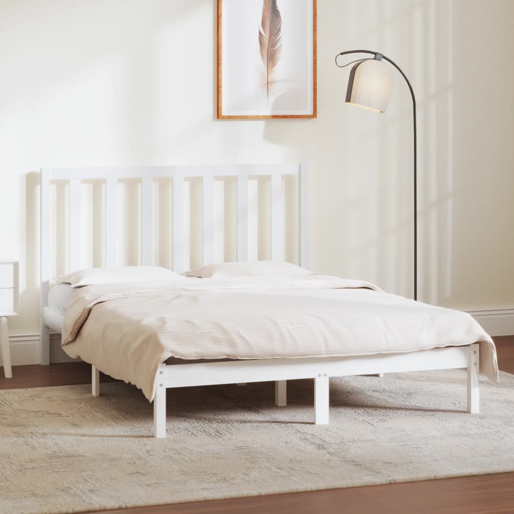 Berkfield Bed Frame White Solid Wood Pine 140x190 cm