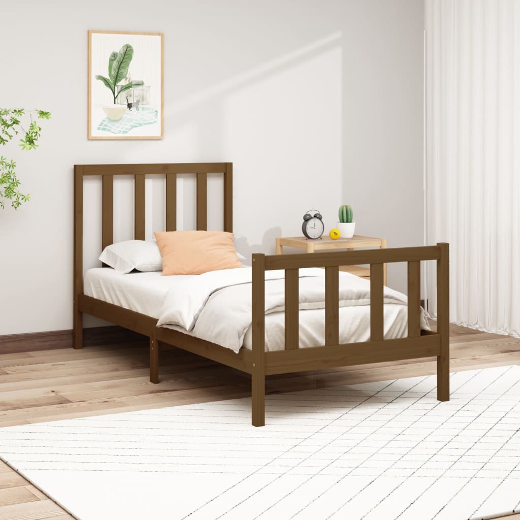 Berkfield Bed Frame Honey Brown Solid Wood Pine 100x200 cm