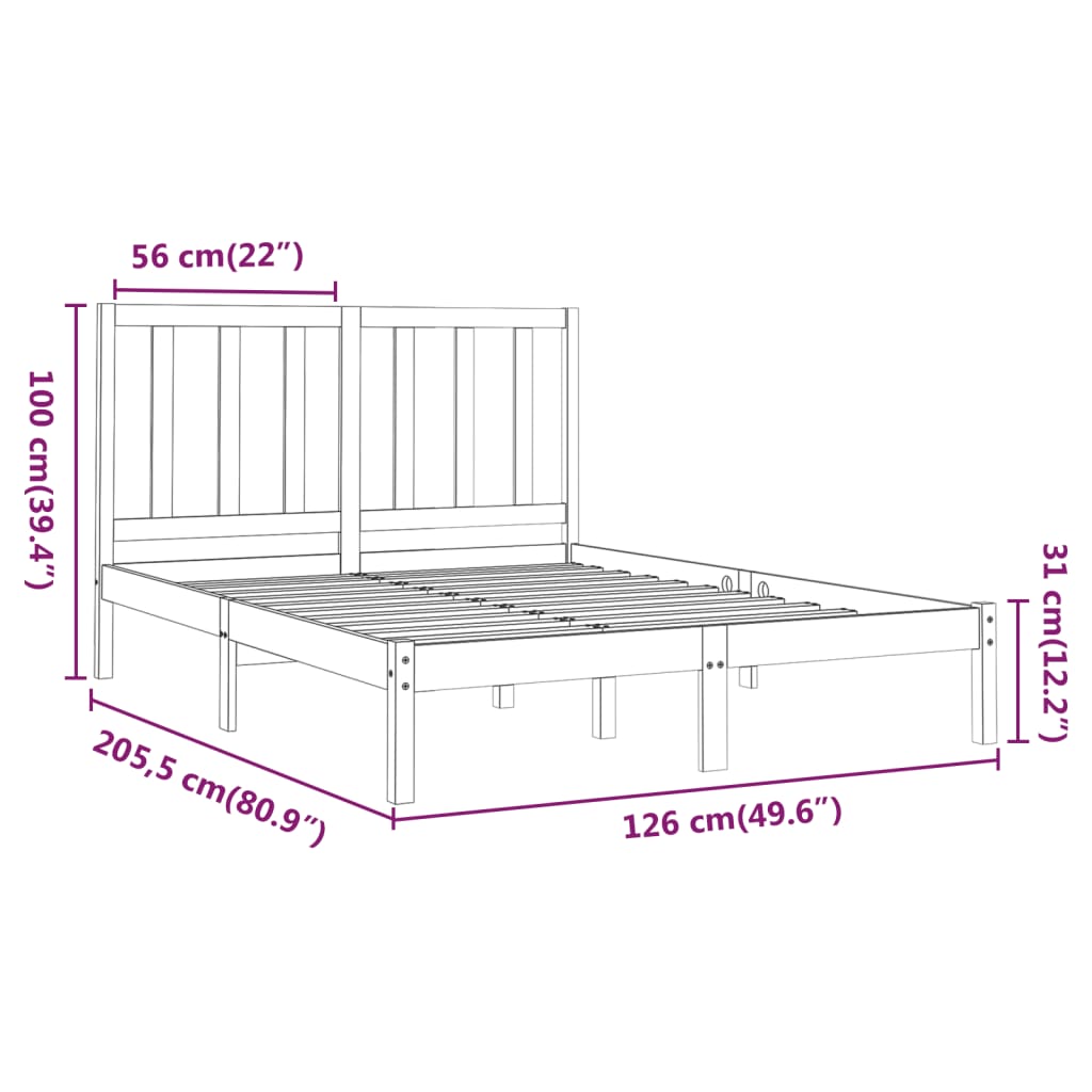 Berkfield Bed Frame Solid Wood 120x200 cm