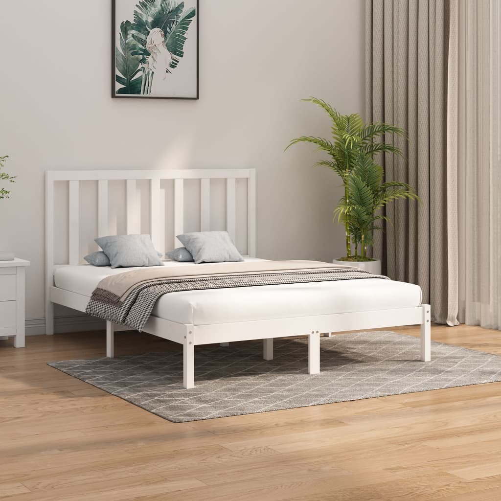 Berkfield Bed Frame White Solid Wood 140x200 cm