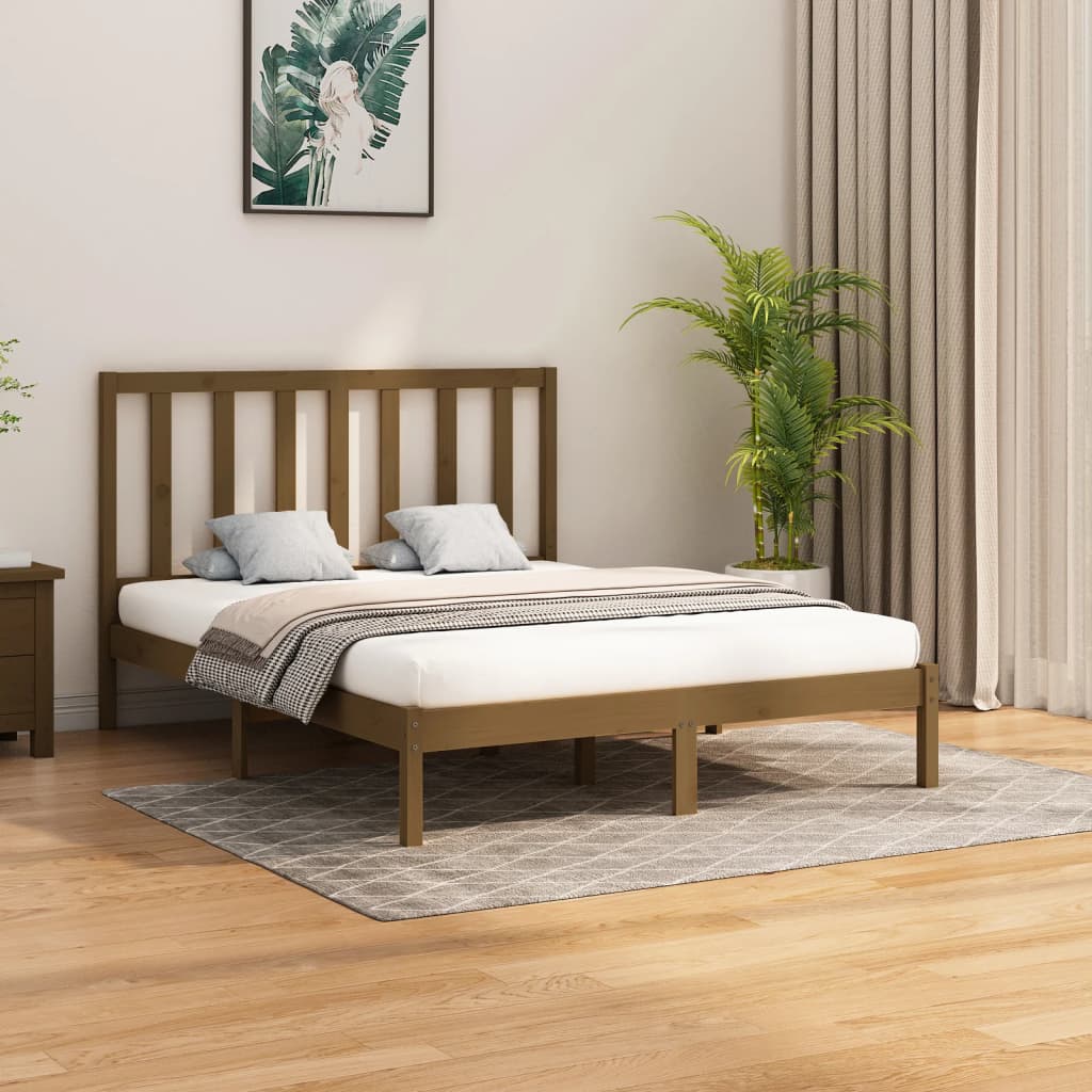 Berkfield Bed Frame Honey Brown Solid Wood 150x200 cm King Size