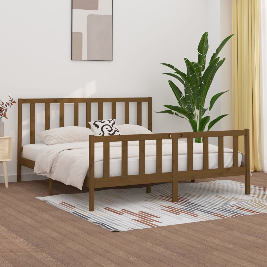 Berkfield Bed Frame Honey Brown Solid Wood 200x200 cm