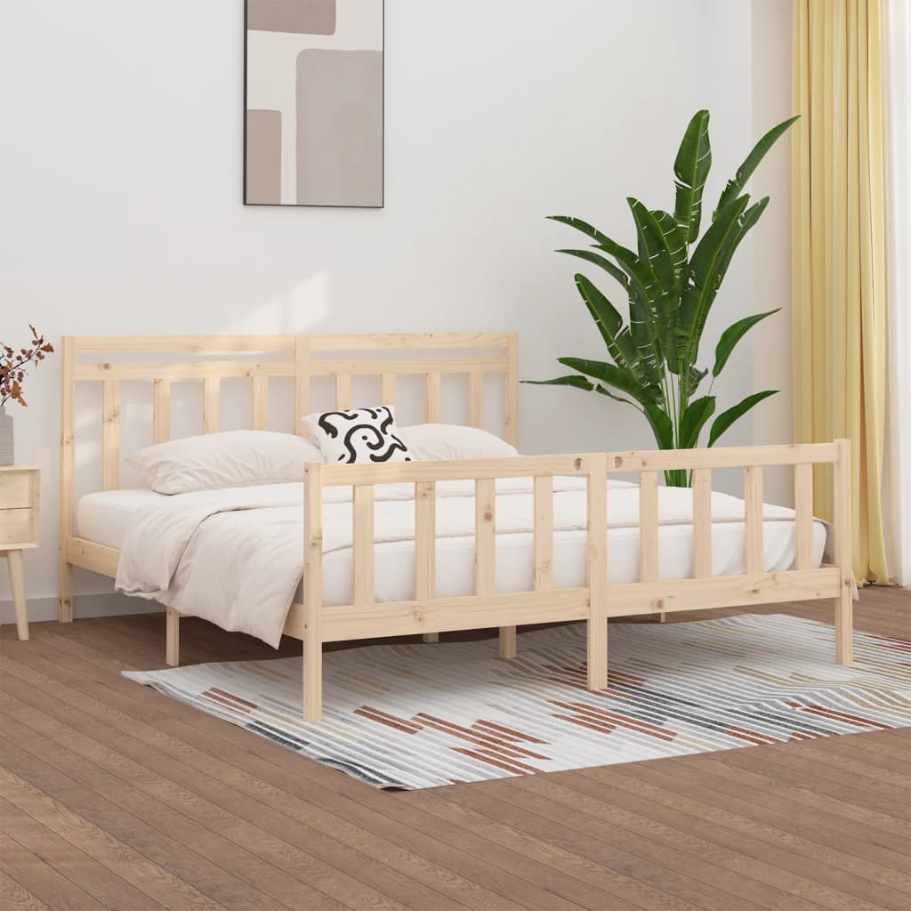 Berkfield Bed Frame Solid Wood Pine 180x200 cm Super King Size