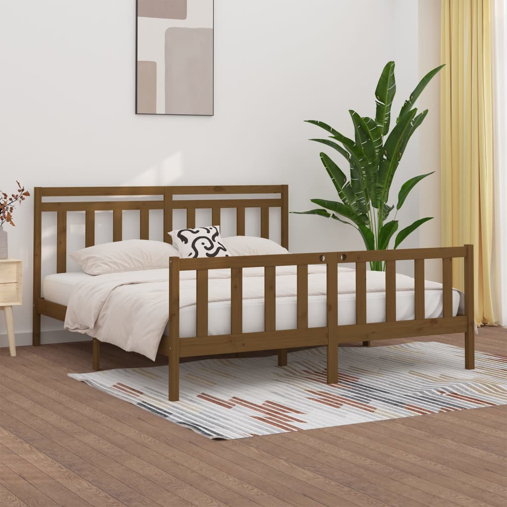 Berkfield Bed Frame Honey Brown Solid Wood Pine 180x200 cm Super King Size