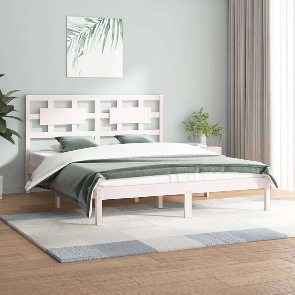 Berkfield Bed Frame White Solid Wood Pine 200x200 cm