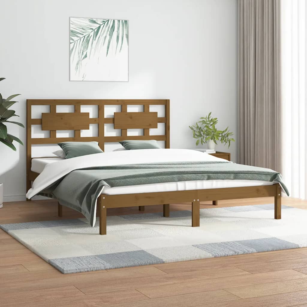 Berkfield Bed Frame Honey Brown Solid Wood Pine 200x200 cm