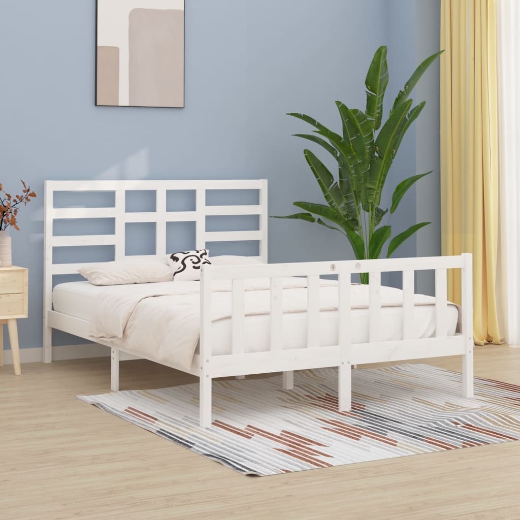 Berkfield Bed Frame White Solid Wood 150x200 cm King Size