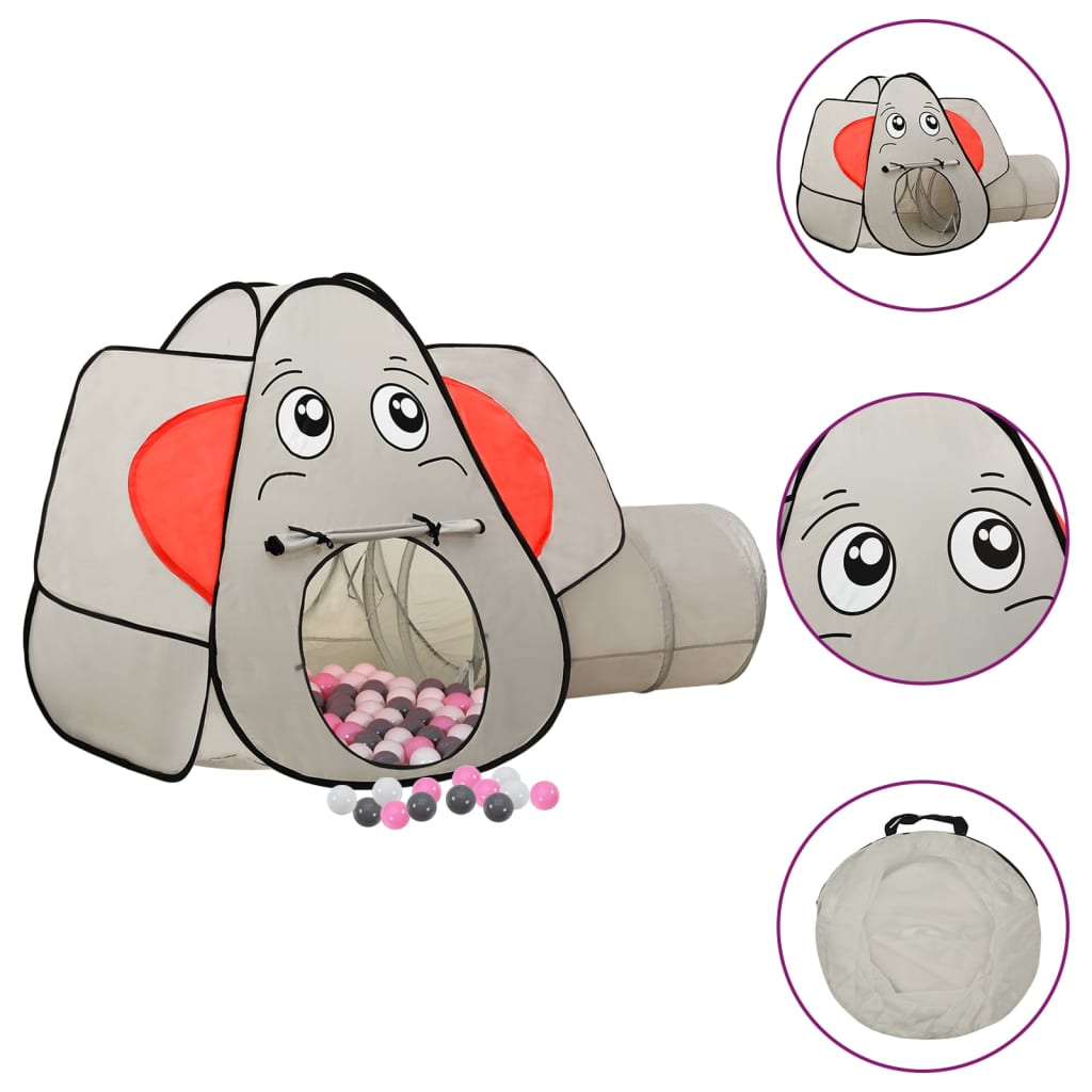 Berkfield Elephant Children Play Tent with 250 Balls Grey 174x86x101 cm