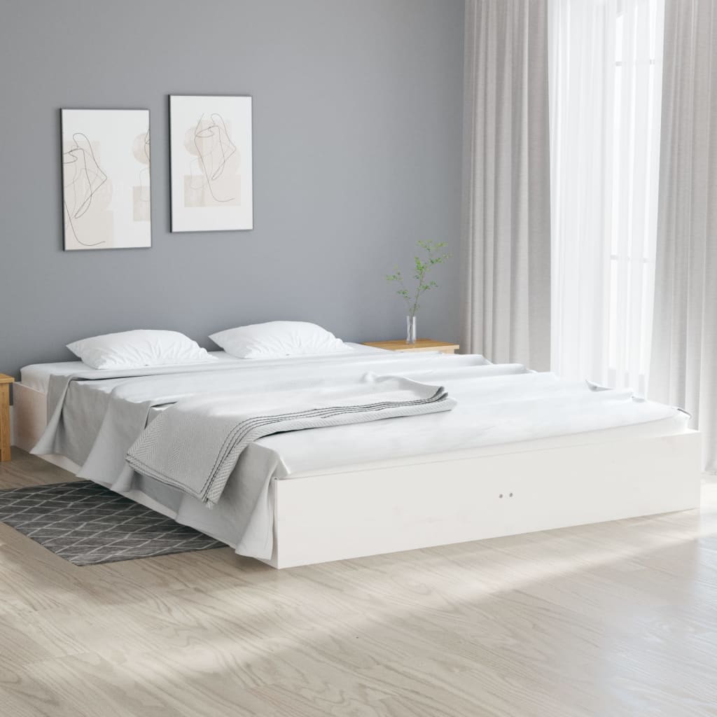 Berkfield Bed Frame White Solid Wood 160x200 cm