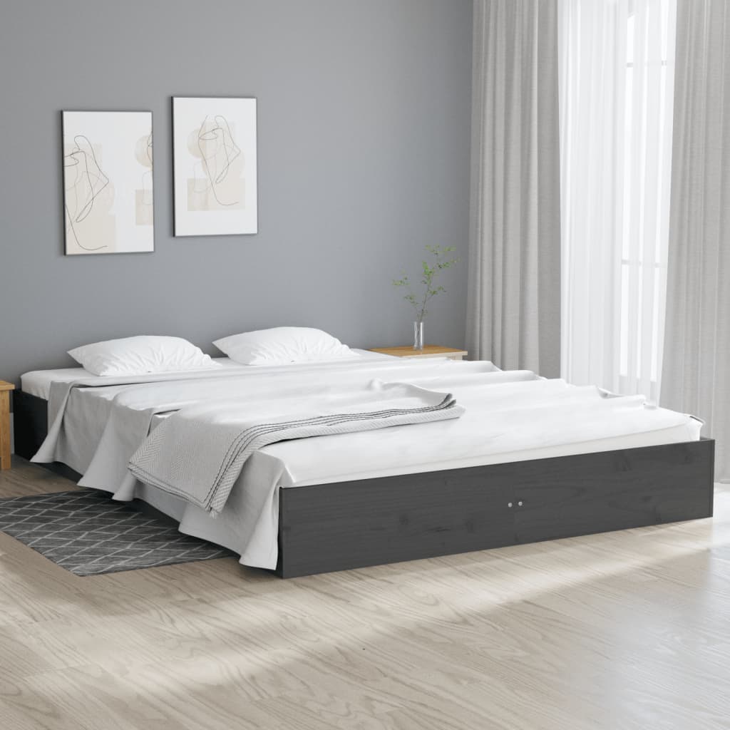 Berkfield Bed Frame Grey Solid Wood 120x200 cm