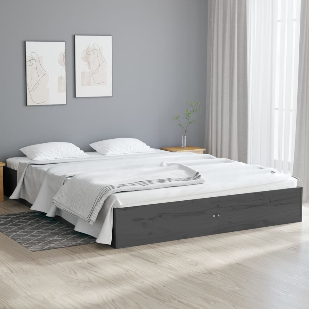 Berkfield Bed Frame Grey Solid Wood 140x190 cm