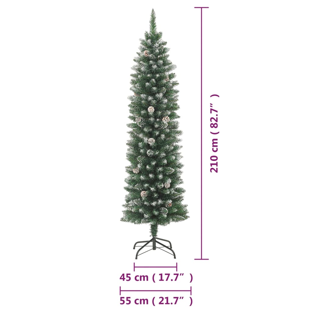 Berkfield Artificial Slim Christmas Tree with Stand 210 cm PVC