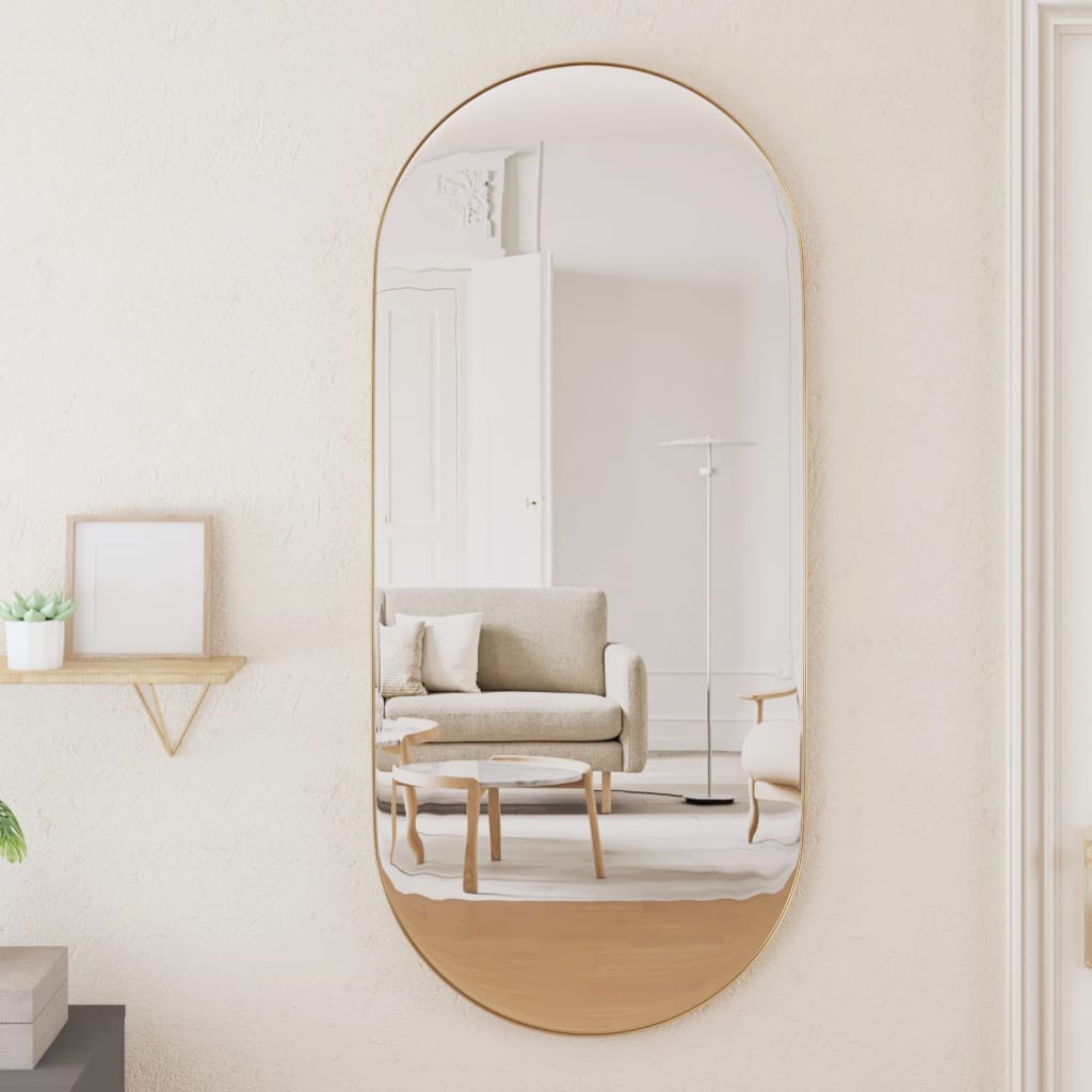 Berkfield Wall-mounted Mirror Gold 40x90 cm Oval