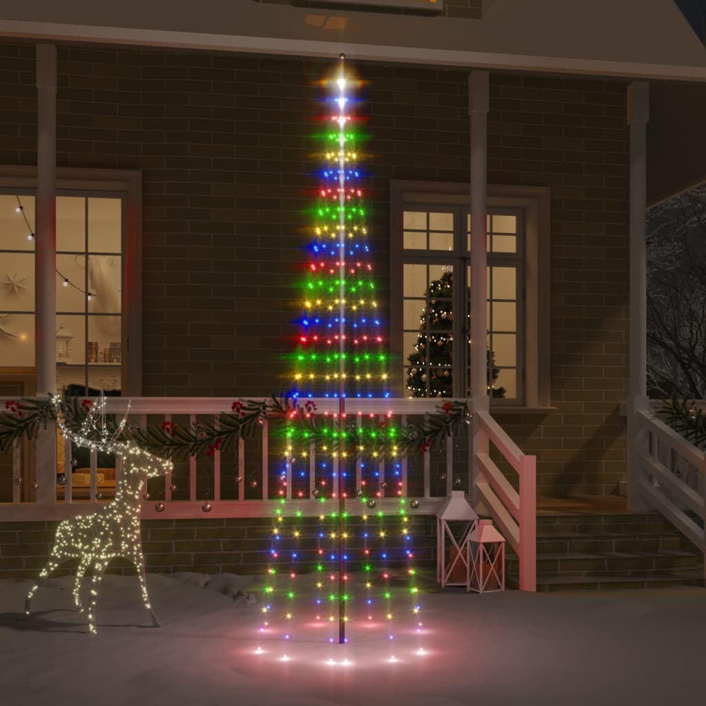 Berkfield Christmas Tree on Flagpole Colourful 310 LEDs 300 cm