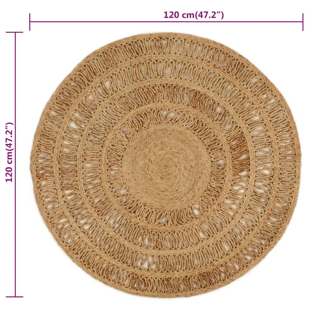 Berkfield Area Rug Hand-braided Jute 120 cm Round