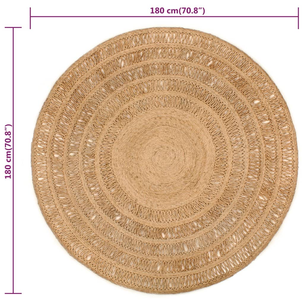 Berkfield Area Rug Hand-braided Jute 180 cm Round