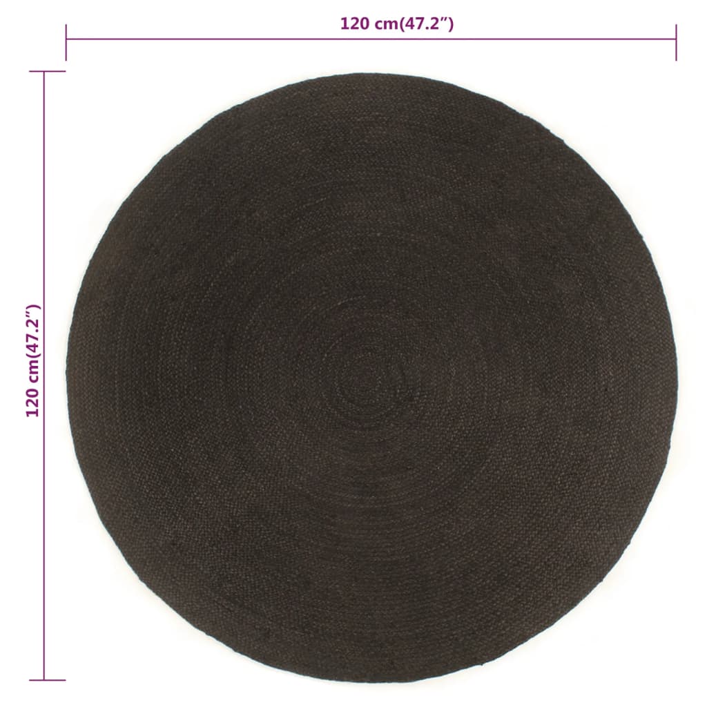 Berkfield Braided Rug Reversible Anthracite and Natural 120 cm Jute Round