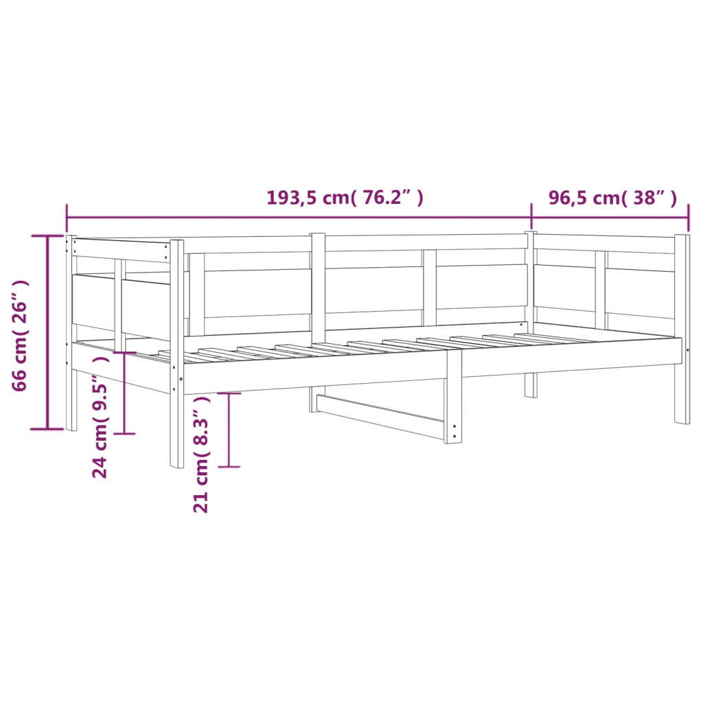 Berkfield Day Bed White Solid Wood Pine 90x190 cm