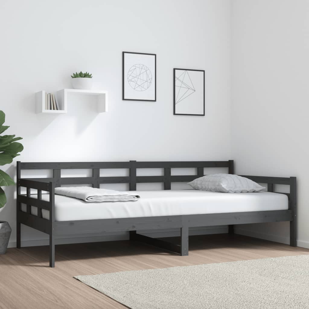 Berkfield Day Bed Grey Solid Wood Pine 90x200 cm