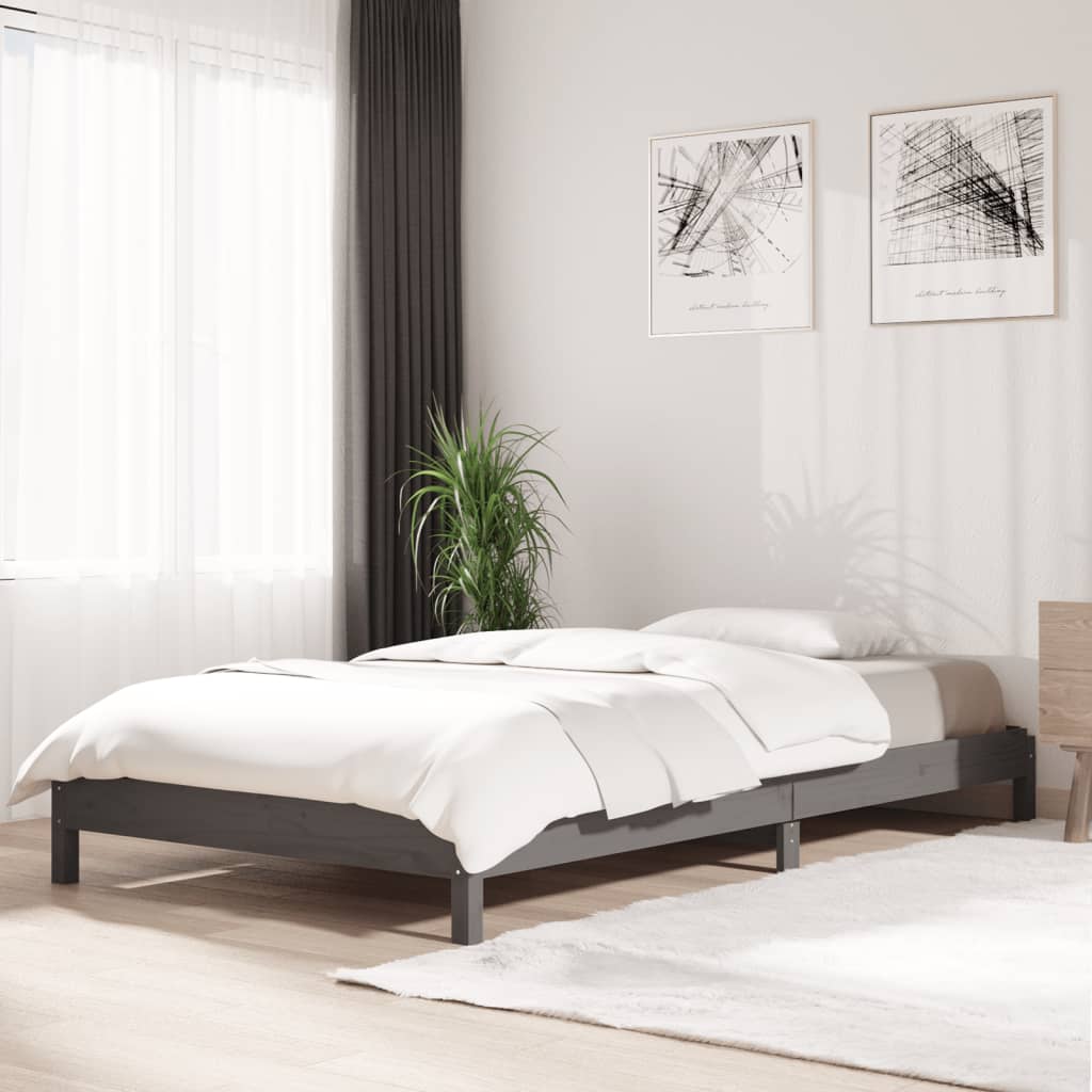 Berkfield Stack Bed Grey 100x200 cm Solid Wood Pine