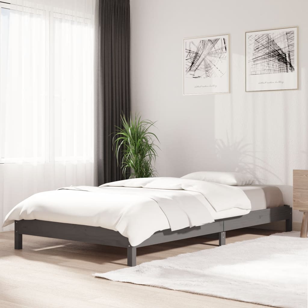 Berkfield Stack Bed Grey 80x200 cm Solid Wood Pine