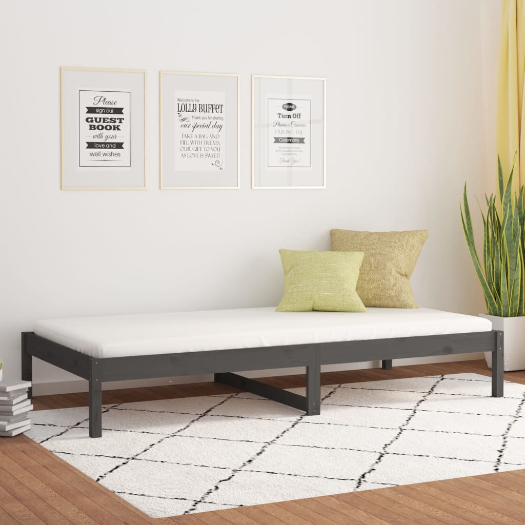 Berkfield Day Bed Grey 90x200 cm Solid Wood Pine