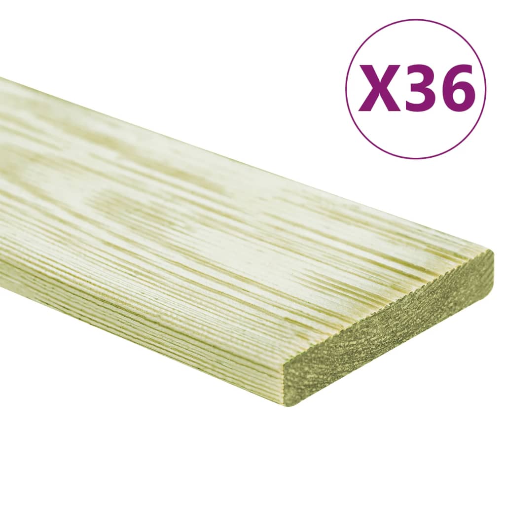 Berkfield Decking Boards 36 pcs 4.32 m�__ 1m Impregnated Solid Wood Pine