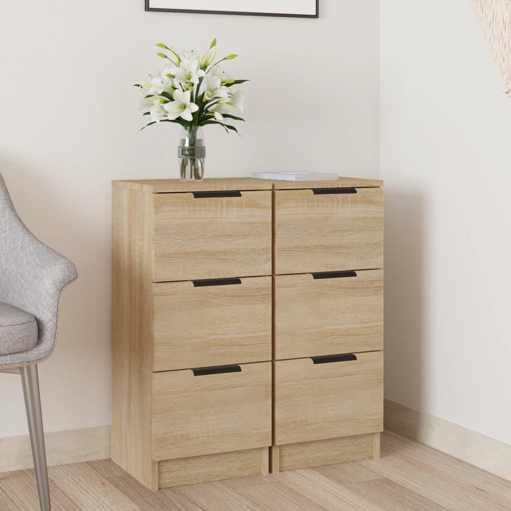 Berkfield Sideboards 2 pcs Sonoma Oak 30x30x70 cm Engineered Wood