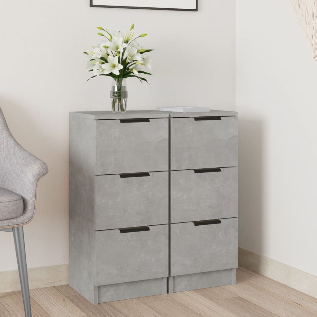 Berkfield Sideboards 2 pcs Concrete Grey 30x30x70 cm Engineered Wood