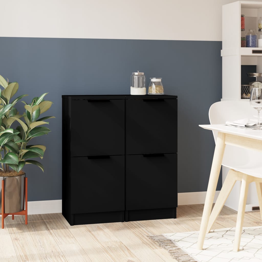 Berkfield Sideboards 2 pcs Black 30x30x70 cm Engineered Wood
