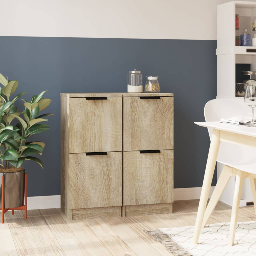 Berkfield Sideboards 2 pcs Sonoma Oak 30x30x70 cm Engineered Wood