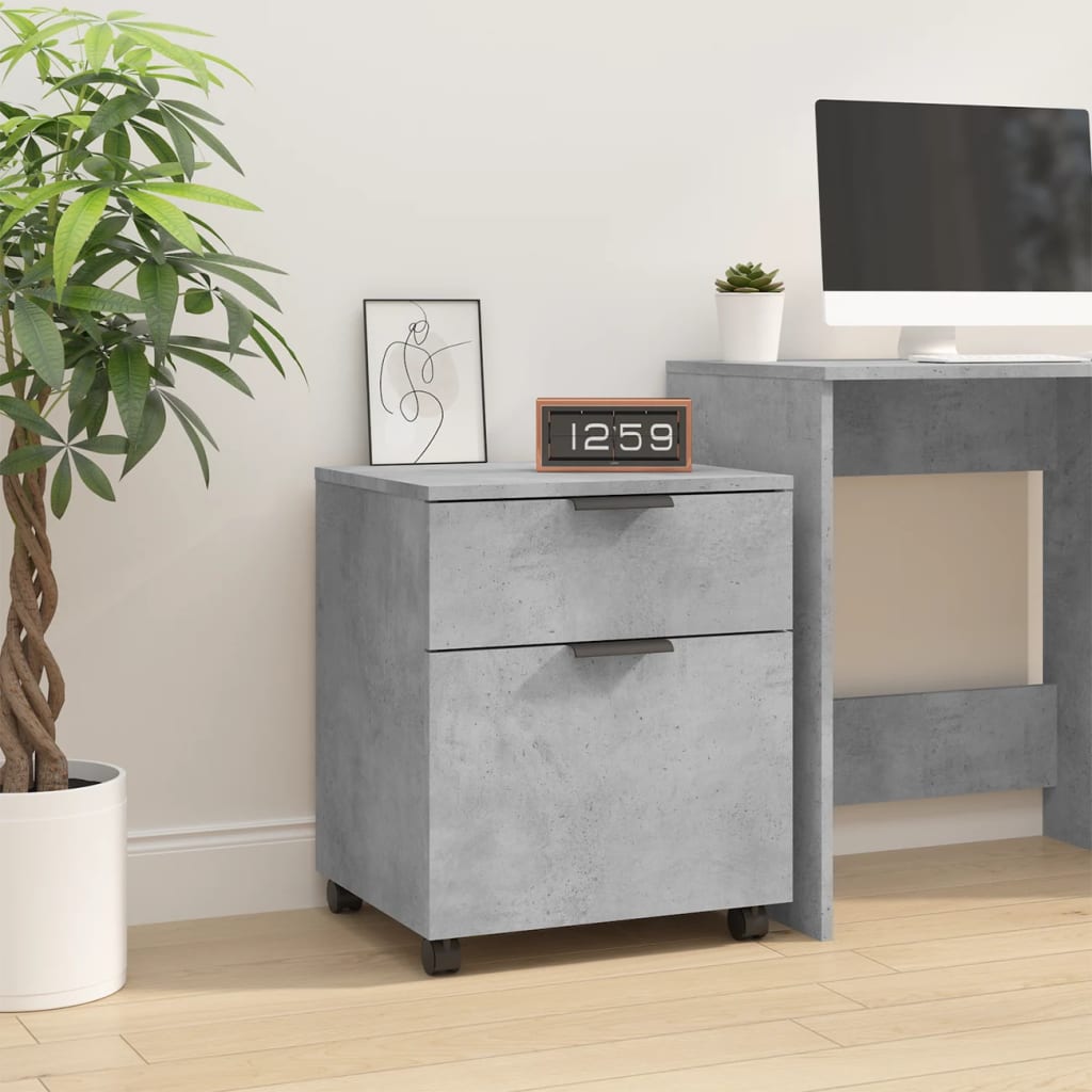 Berkfield Mobile File Cabinet with Wheels Concrete Grey 45x38x54 cm Engineered Wood