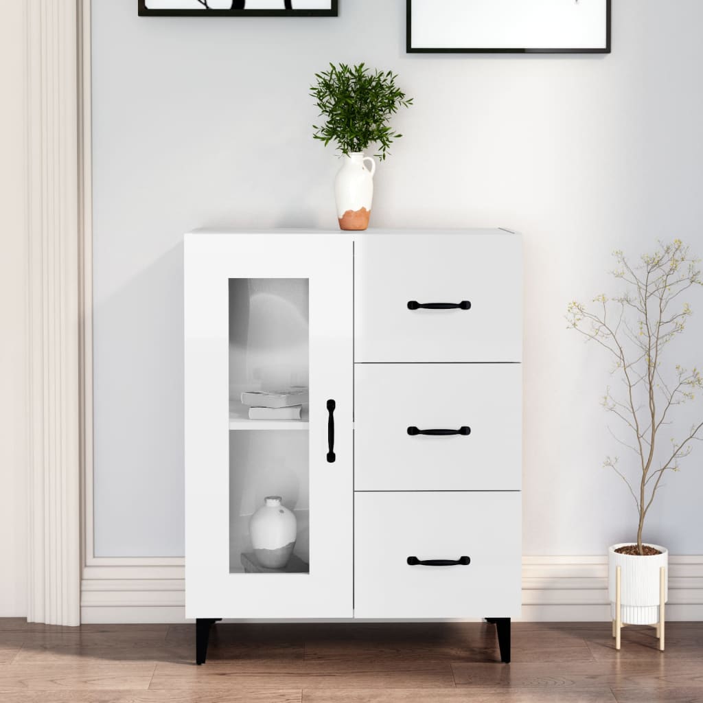 Berkfield Sideboard High Gloss White 69.5x34x90 cm Engineered Wood