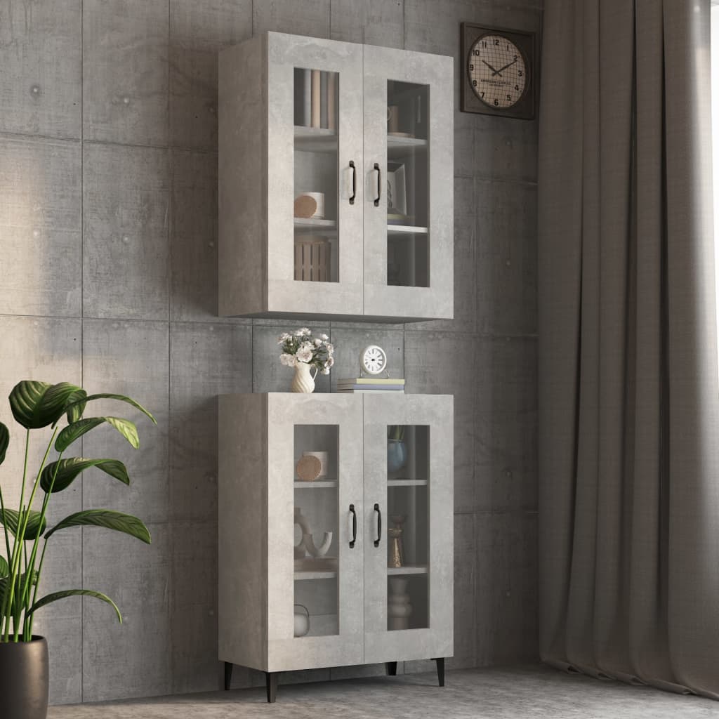 Berkfield Hanging Wall Cabinet Concrete Grey 69.5x34x90 cm
