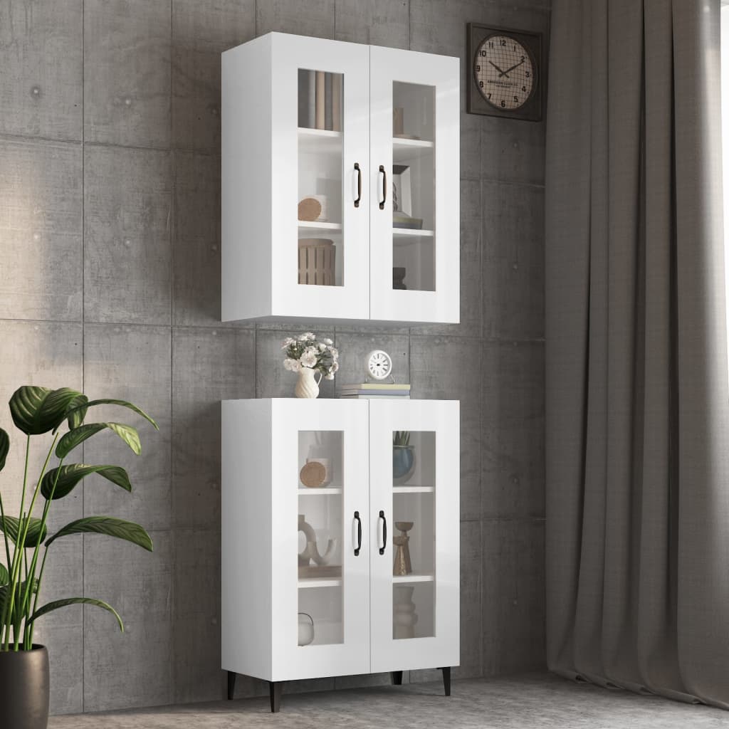 Berkfield Hanging Wall Cabinet High Gloss White 69.5x34x90 cm