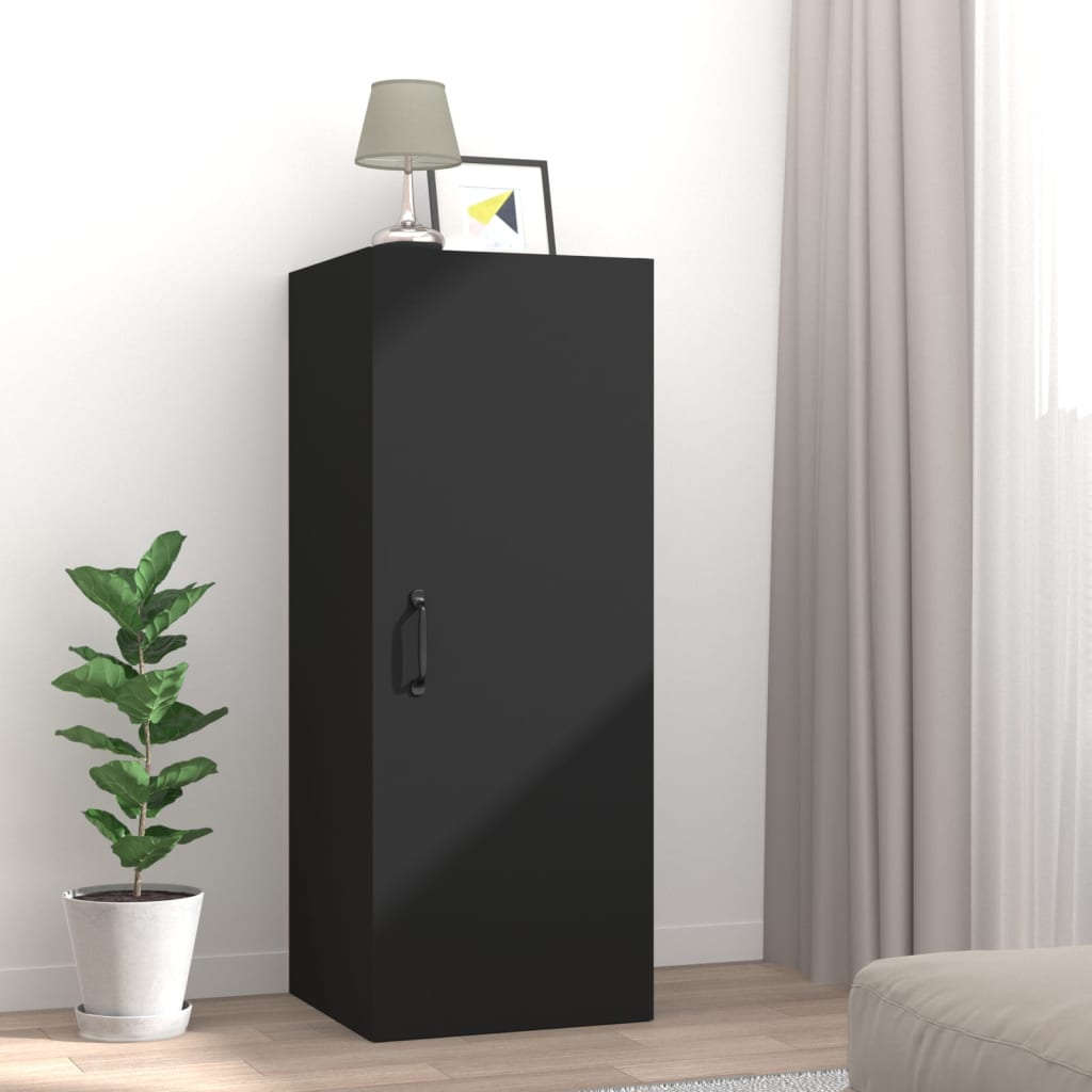Berkfield Hanging Wall Cabinet Black 34.5x34x90 cm Engineered Wood