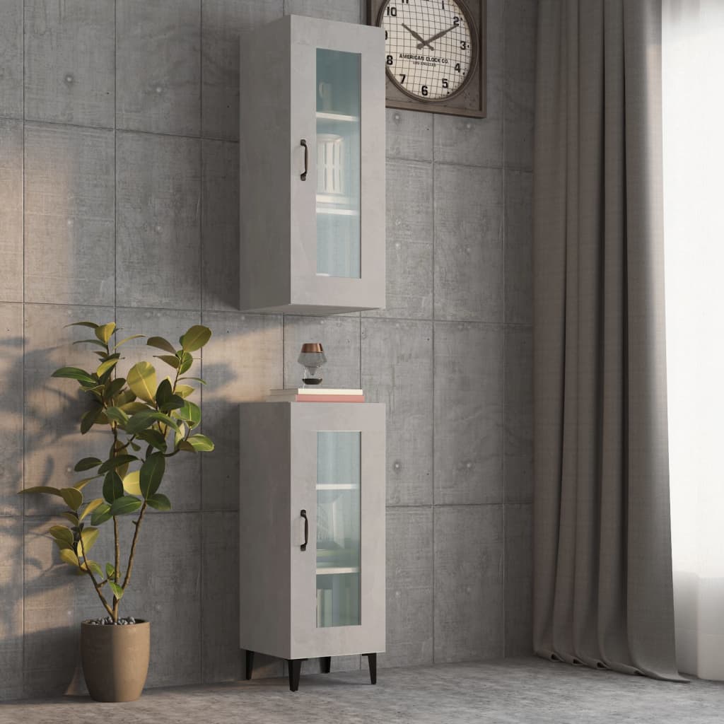 Berkfield Hanging Wall Cabinet Concrete Grey 34.5x34x90cm
