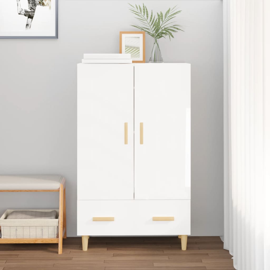 Berkfield Highboard High Gloss White 70x31x115 cm Engineered Wood