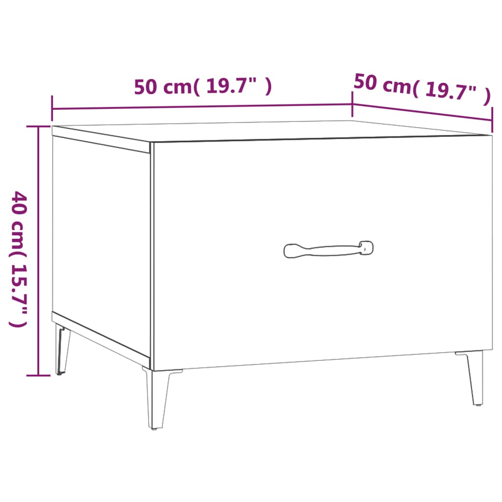Berkfield Coffee Table with Metal Legs 2 pcs White 50x50x40 cm