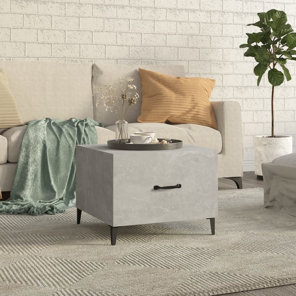 Berkfield Coffee Table with Metal Legs Concrete Grey 50x50x40 cm