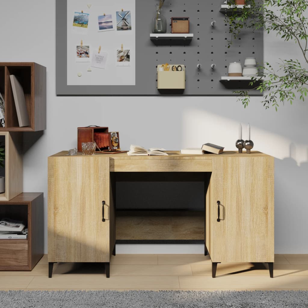 Berkfield Desk Sonoma Oak 140x50x75 cm Engineered Wood